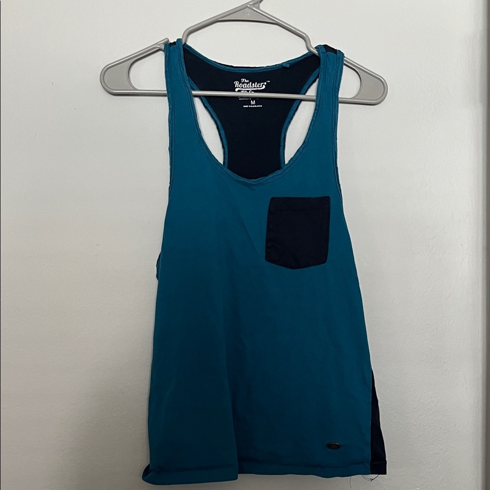 Teal and Navy Women's Tank Top